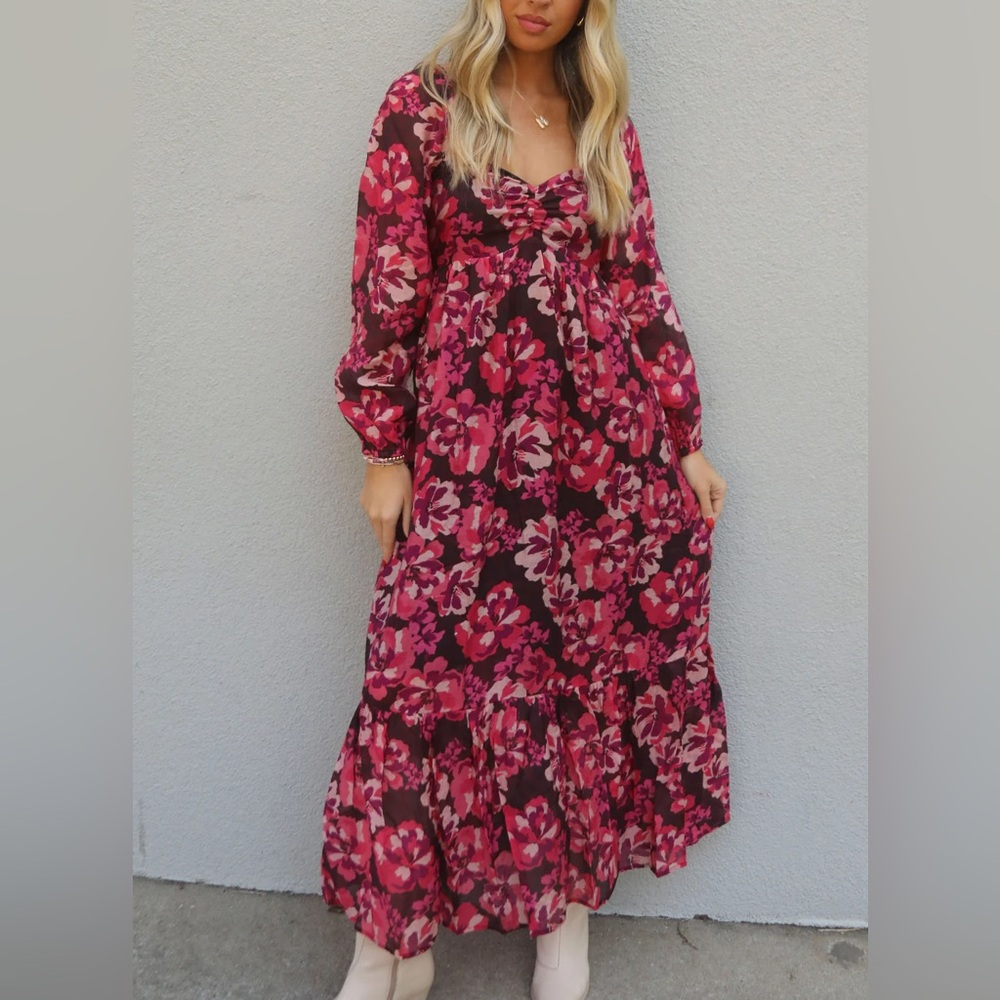 Mink pink midi dress - pink patterned - new with tags